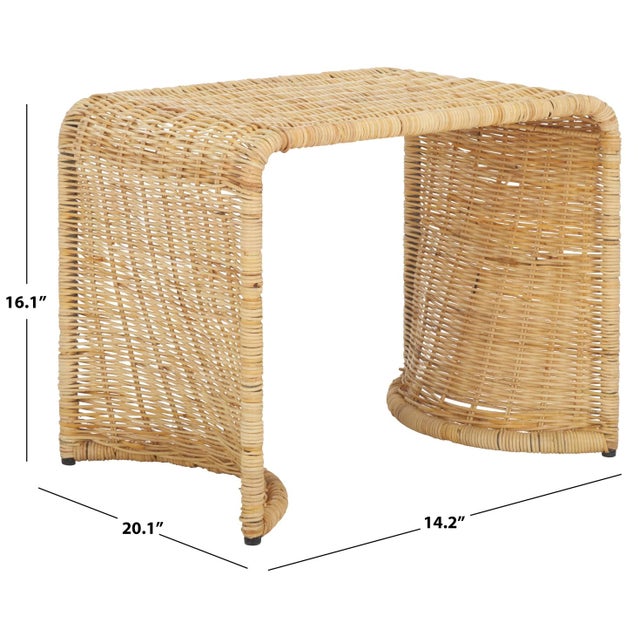 Contemporary Zendy Wicker Rattan Waterfall Accent Table in Light Natural For Sale - Image 3 of 8
