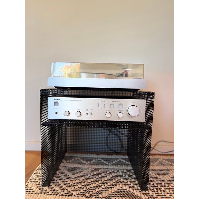 1980s Vintage Side Table in Black Perforated Sheet Metal, 1980s For Sale - Image 5 of 8
