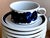 Mid-Century Modern Vintage Anemone Blue by Arabia of Finland Flat Cups and Saucers Designed by Ulla Procopé , 16 Pieces For Sale - Image 3 of 10