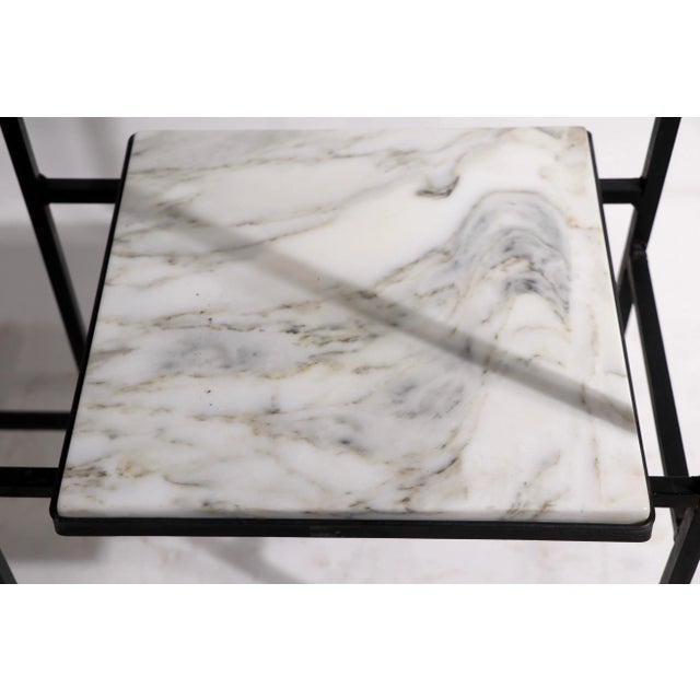 Iron and Marble Shelf with Adjustable Shelves Attributed to Weinberg For Sale In New York - Image 6 of 13