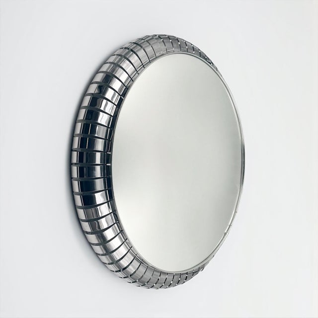 Space Age Chrome Mirror with Integrated Lighting, Italy, 1970s For Sale - Image 3 of 15