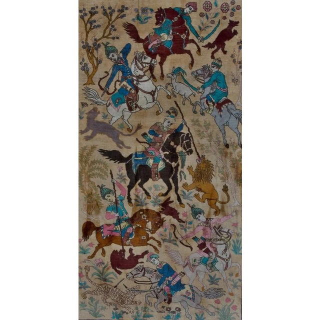 Middle Eastern Hand-Knotted Hunting Tabriz Rug | Chairish