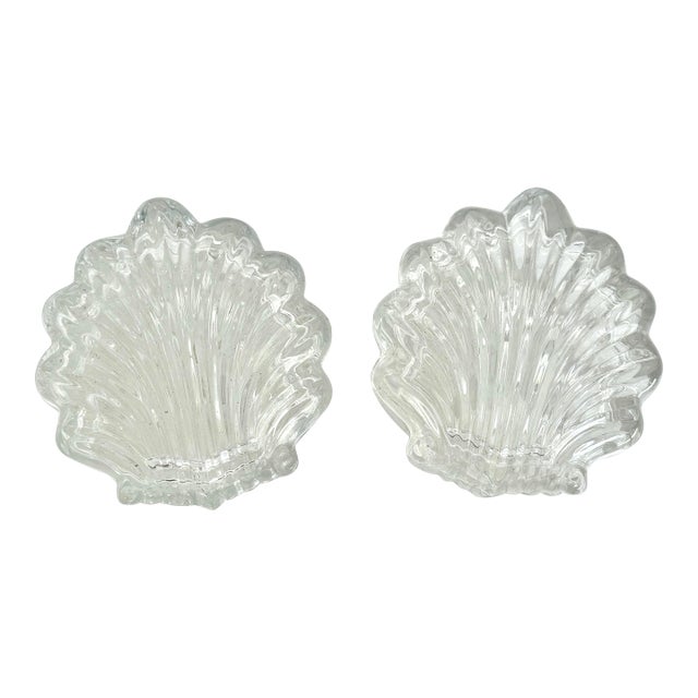 Vintage Glass Shell Boxes, a Pair For Sale