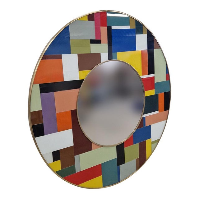 1980s Round Glass Mirror, 1980s For Sale - Image 5 of 7