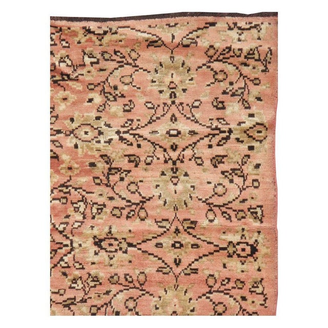 Rustic Galerie Shabab Collection Mid-20th Century Handmade Turkish Anatolian Gallery Accent Rug in Blush Pink For Sale - Image 3 of 8