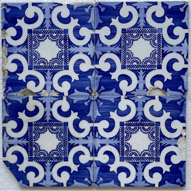 Blue Earthenware Tiles, 19th Century, Set of 4 For Sale - Image 8 of 8