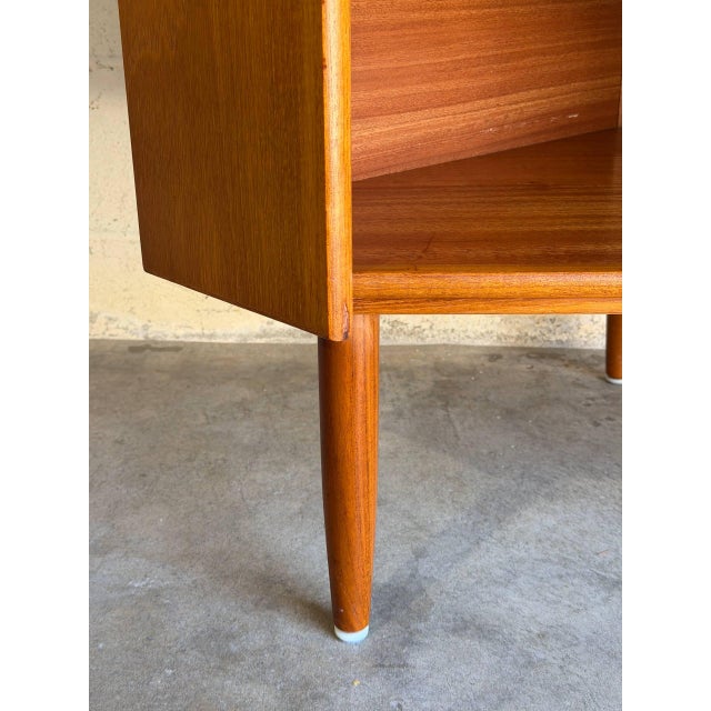 Vintage Teak Corner Cabinet With 3 Open Shelves and Tapered Legs Denmark 1960s For Sale - Image 10 of 11