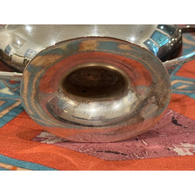 Antique Continental European Silver-Plated Neoclassical Navette Pedestal Open Salt Cellars - A Pair For Sale In Little Rock - Image 6 of 11
