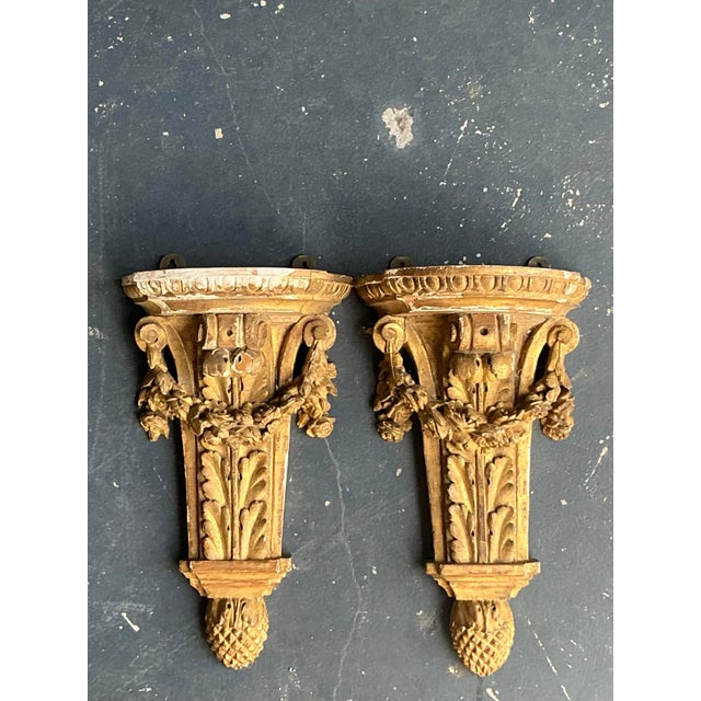 Infuse your home with the architectural elegance of this stunning pair of vintage Italian-style wall brackets. Masterfully...