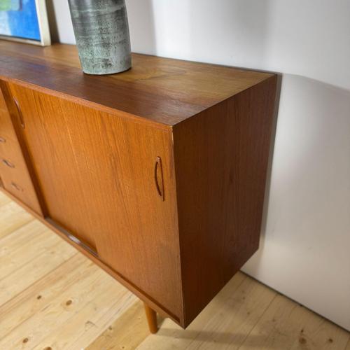 Wood Mid-Century Modern Danish Teak Sideboard with Drawers and Sliding Doors, 1960s For Sale - Image 7 of 9