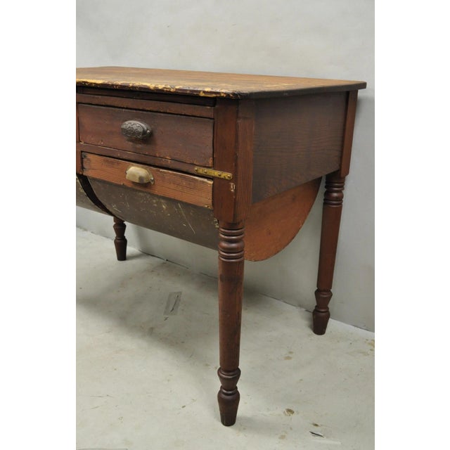 Antique French Country Primitive Possum Belly Pine Wood Bakers Work Table For Sale - Image 10 of 18