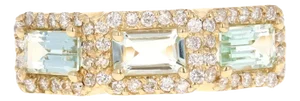 1.09 Carat Aquamarine Diamond Yellow Gold Cocktail Band Size 6.5