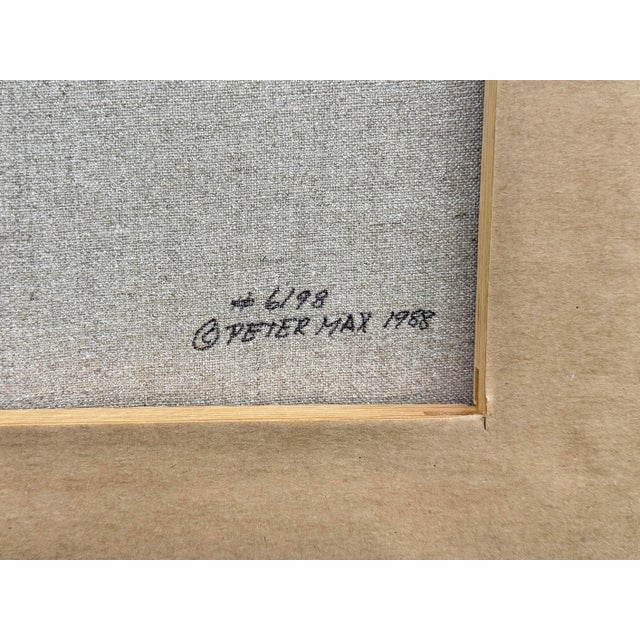 Pop Art Peter Max, Sunset (Custom Framed Original Painting on Canvas), 1988 For Sale - Image 3 of 4