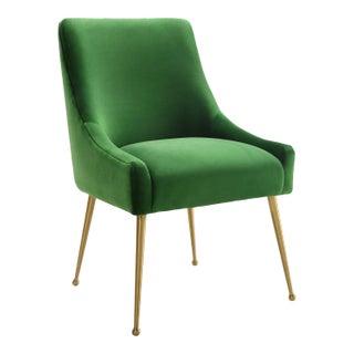 Beatrix Green Velvet Side Chair with Gold Legs For Sale