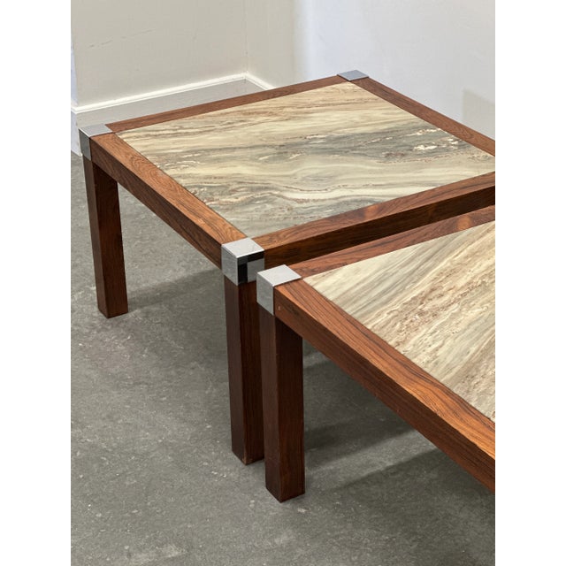 Vintage Coffee Table in Marble and Palisander, 1970s For Sale - Image 4 of 15