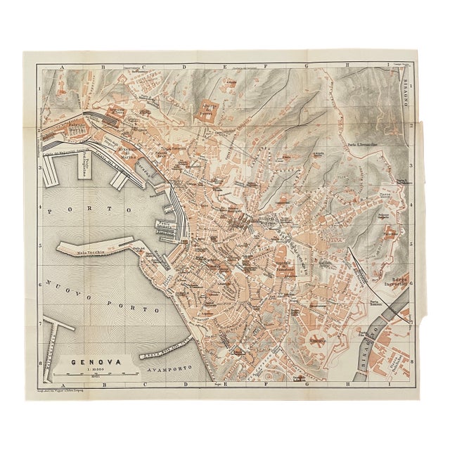 Antique Map of Genoa Italy For Sale