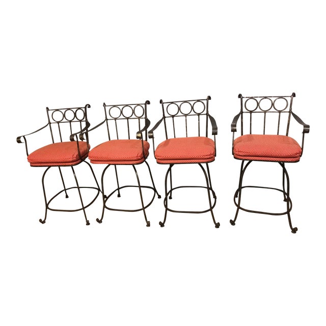 Vintage Wrought Iron Bar Stools Set of 4 Chairish
