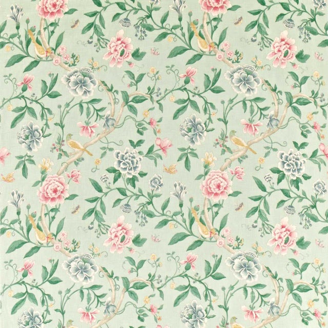 Sanderson Porcelain Garden Fabric in Rose/ Duck Egg - a Sample For Sale