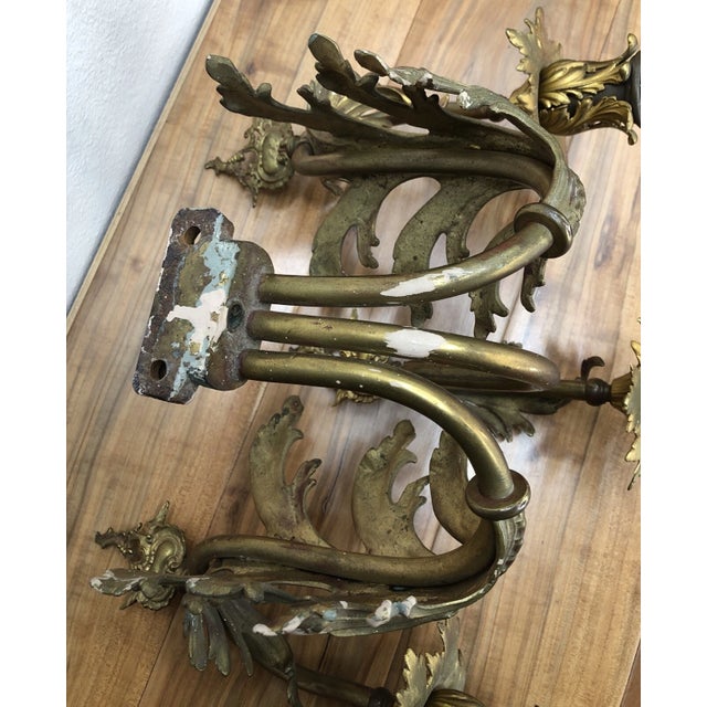 Bronze Late 19th Century French Louis XV Bronze Gas Converted Candle Holder Wall Sconce For Sale - Image 8 of 15
