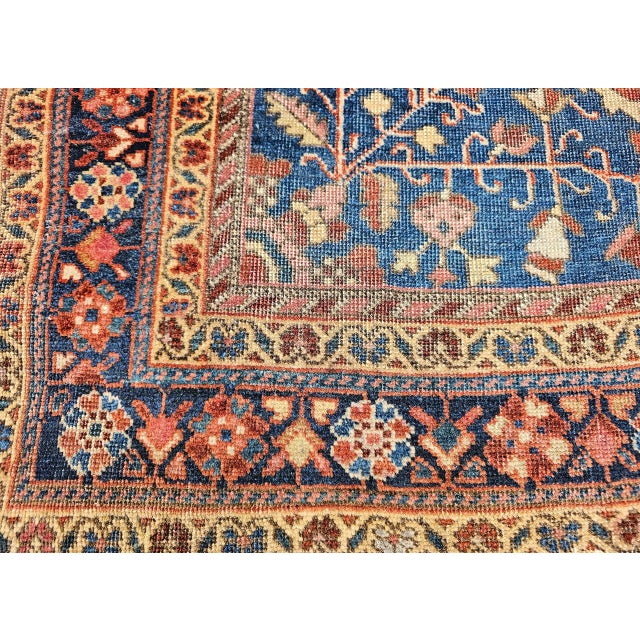 Vintage Persian Farahan Sarouk Rug, Hand-Knotted Wool, Floral Pattern, Rust Red & Blue, 5x7 For Sale - Image 15 of 17