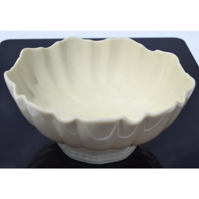 Beige 1980s Lenox Symphony Bowl Special Edition Scalloped Footed Fine Bone Ceramic For Sale - Image 8 of 15