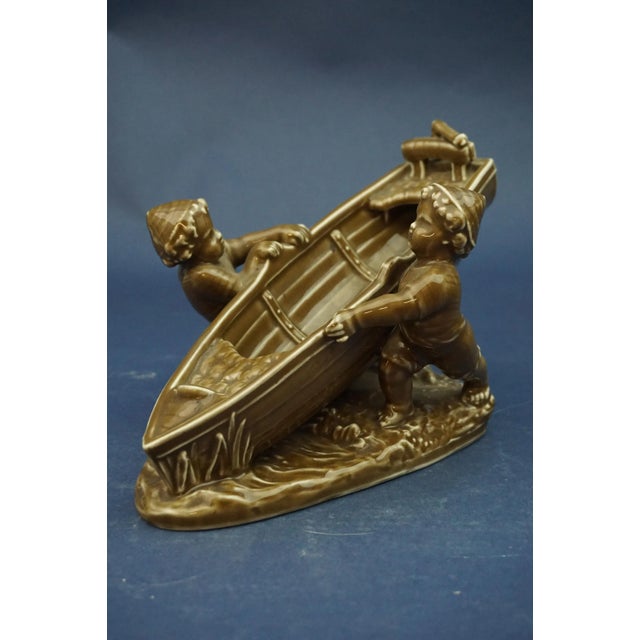 19th Century Ceramic Sculpture of Children with a Boat from Schlaggenwald, Bohemia, Austria For Sale - Image 5 of 18