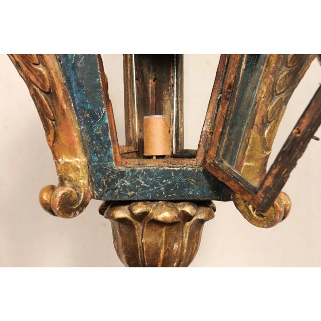19th Century 19th Century Italian Hanging Wood-carved Lantern For Sale - Image 5 of 11