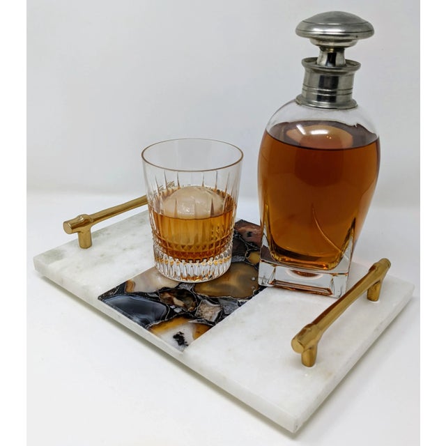 Regency Agate and Marble Bar and Vanity Tray For Sale - Image 9 of 13
