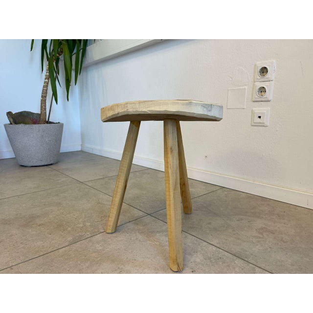 Brown Rustic Spruce Wood Stool For Sale - Image 8 of 16