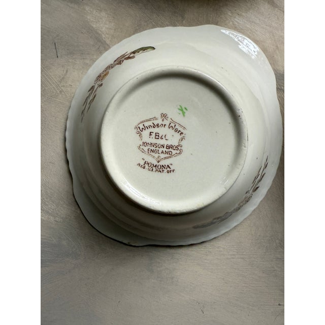 Vintage “Pomona” Windsor Ware Fruit Bowls | Johnson Bros England | c.1940–1950 | Set of 6 Hand-Colored Earthenware For Sale - Image 11 of 12