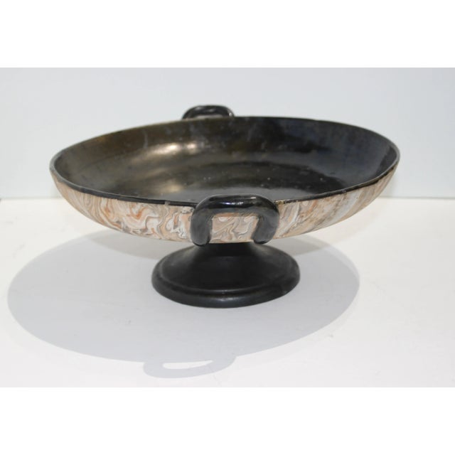 Italian Italian Tazza Compote Terra Cotta With Marbelized Painting For Sale - Image 3 of 10
