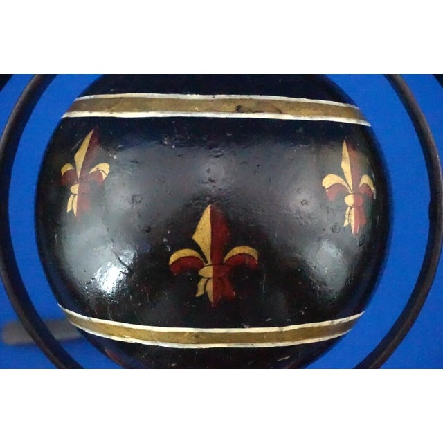 Ptolemaic Armillary Aphea in Wrought Iron and Wood with Florentine Lily Decoration For Sale - Image 17 of 18