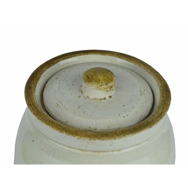 Ceramic Antique Early 20th Century American Stoneware Pickle Crock With Lid For Sale - Image 7 of 13