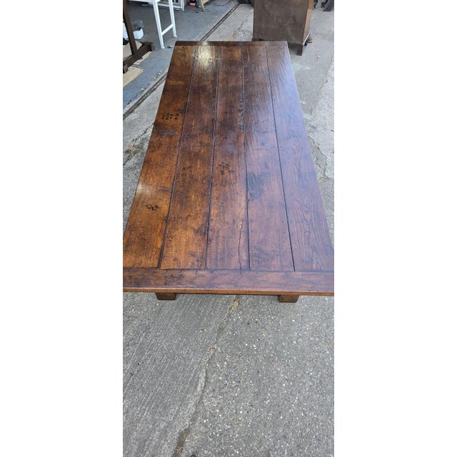 Farmhouse Plank Oak Refrectory Dining Table For Sale - Image 14 of 18