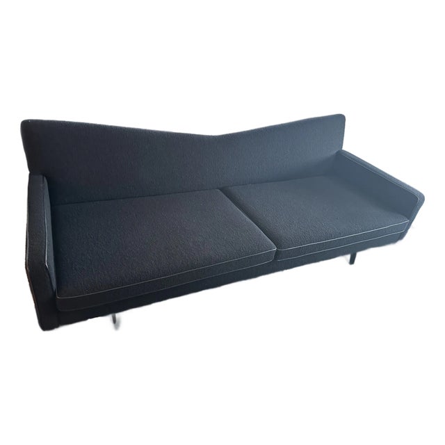 Cb2 Bowtie Black Wool Sofa- Black For Sale