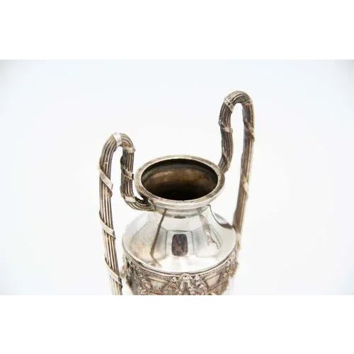 Small Silver Flower Vases with Reliefs, Set of 2 For Sale - Image 3 of 4