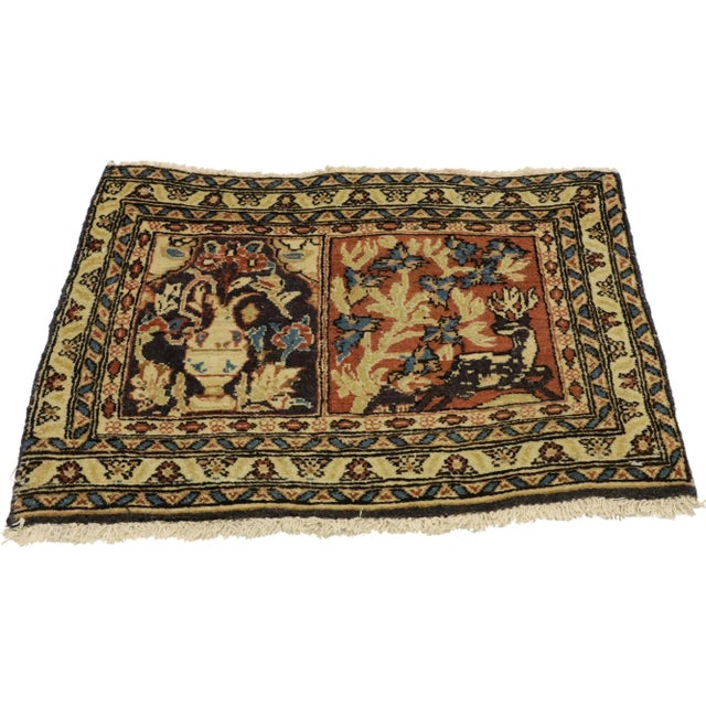 Mid 20th Century Vintage Persian Mashhad Rug, 01'06 X 01''10 For Sale - Image 5 of 9