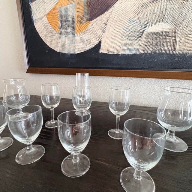 Mid-Century Modern Collection of 10 Various Stemmed Cordial and Liqueur Glasses Pre-Owned, Excellent Cond. 5” H and 3.25” H For Sale - Image 3 of 12