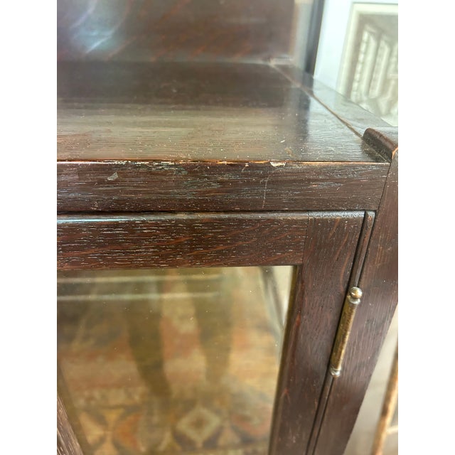 Brown Mission Style Vintage Display Cabinet For Sale - Image 8 of 11