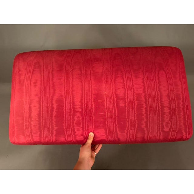 19th Century 19th Century French Louis XVI Style Gilded Bench With Ruby Red Upholstered Seat, Circa 1890 For Sale - Image 5 of 9