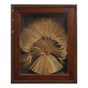 Antique Folk Art Mourning Wheat Shaft in Framed Shadowbox