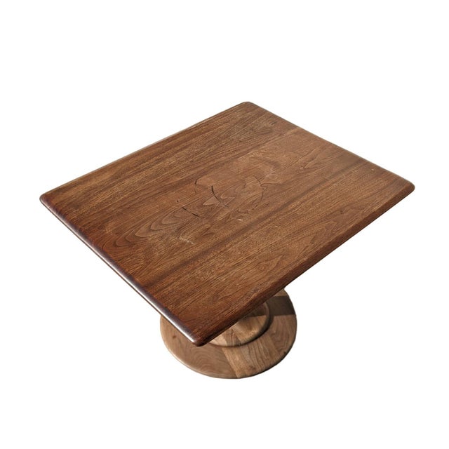 Wood 1960s Solid Walnut Swiveling Pedestal Side Table For Sale - Image 7 of 8