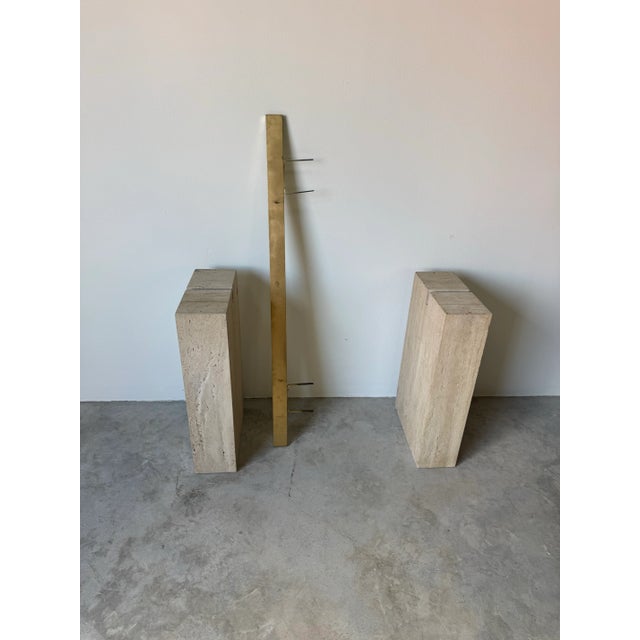 Italian Postmodern Guy Barker for Ello Travertine and Brass Console / Sold For Sale - Image 11 of 11