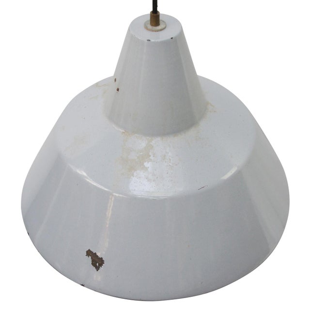 Dutch industrial hanging lamp by Philips grey enamel white interior E27/E26 I have official proof of authenticity such as...