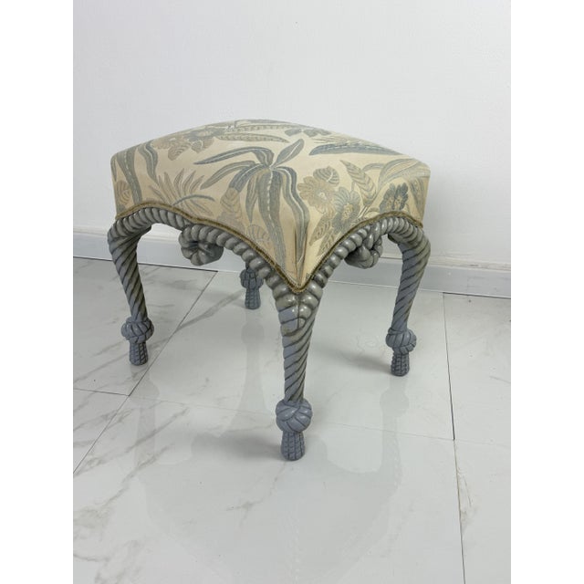 Wood French Country Style Pouf with Rope Details, 1970 For Sale - Image 7 of 14