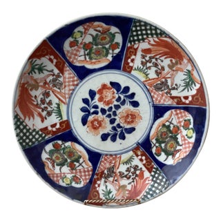 Antique Japanese Imari Porcelain Hand Painted Platter/Charger With Makers Mark For Sale