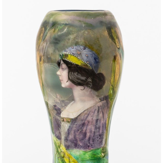 Camille Faure Attr. Enamel Portrait Vases, Pair For Sale - Image 4 of 7