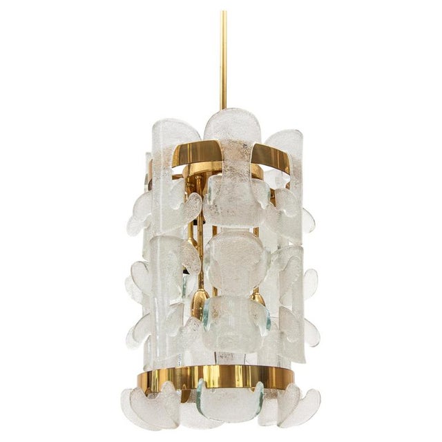 Mid-Century Catena Chandelier in Glass and Brass attributed to J. T. Kalmar for Kalmar, Austria, 1970 For Sale - Image 11 of 11