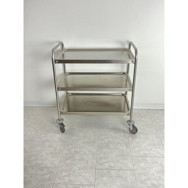 Metal Vintage Steel Service Trolley, 1980s For Sale - Image 7 of 9