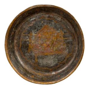 Mid 19th Century Antique Mughal Inspired Hand Painted Indian Market Tray